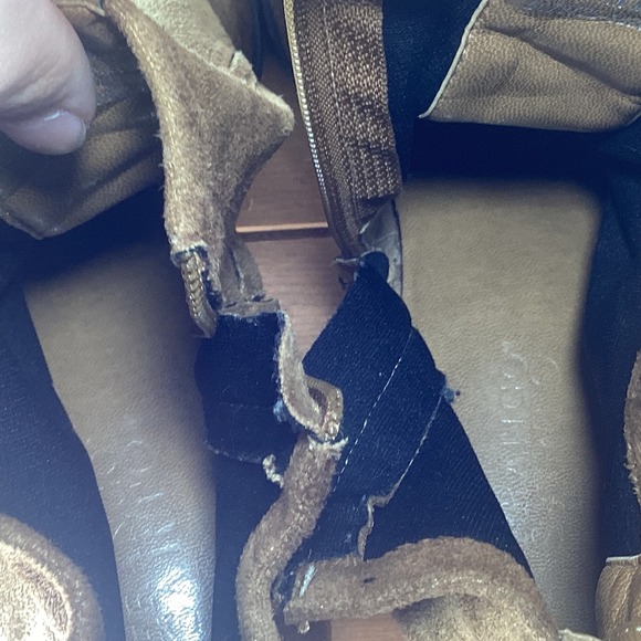 Franco Sarto Brown Suede Leather Zip Up Square Toe Block Heel Ankle Booties - Picture 5 of 9